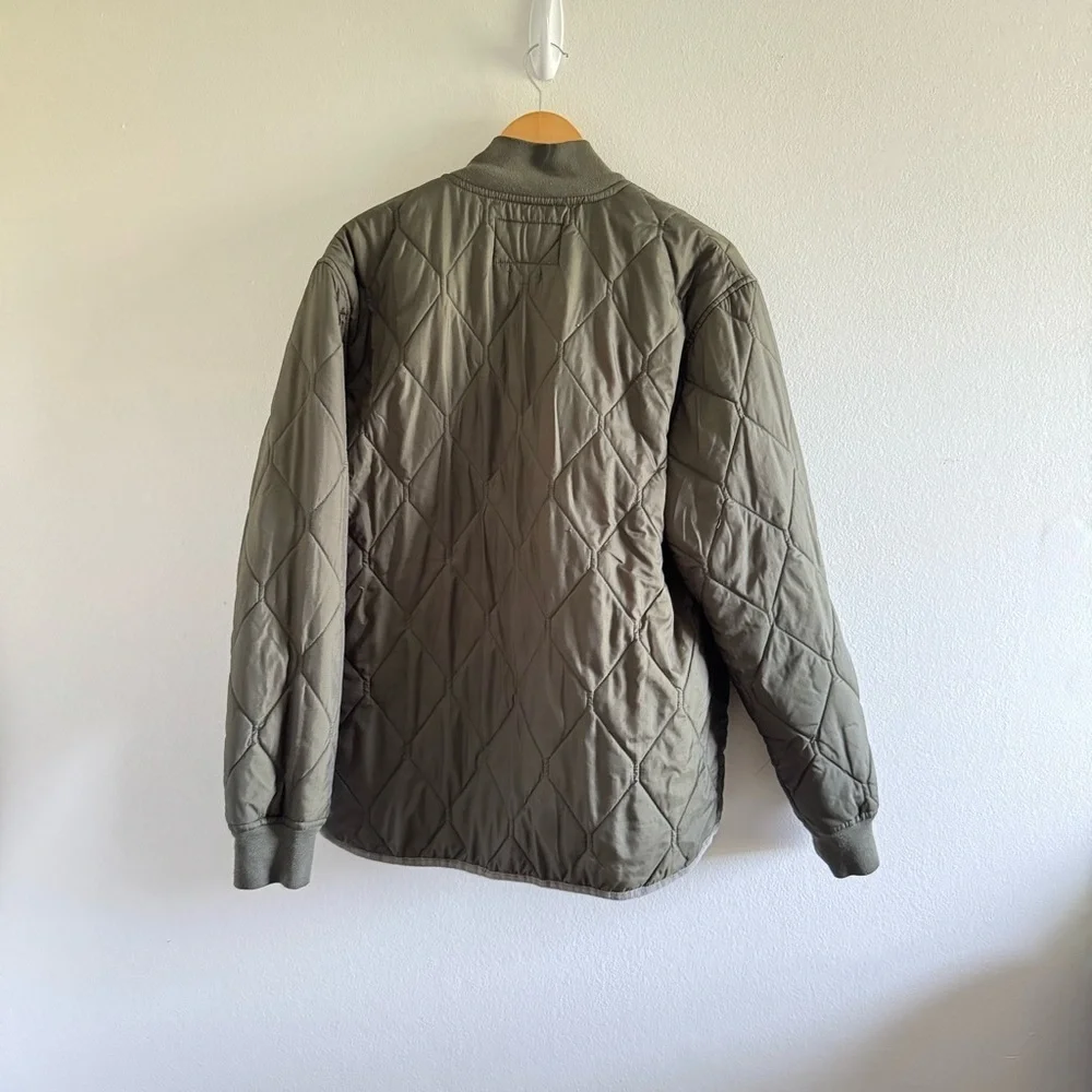 Stussy Men's Quilted Military Bomber Full Zip Up Jacket Olive Green size Large - Picture 8 of 10
